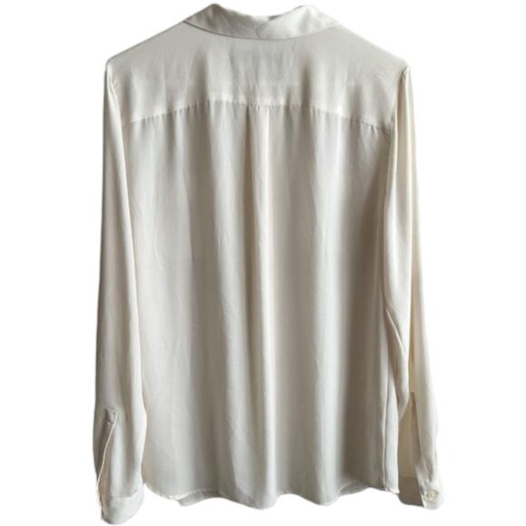 Ann Taylor Loft Ivory Semi Sheer Long Sleeve Top, M - Picture 2 of 4